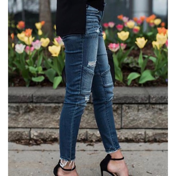 Moto Distressed Skinny Jeans - Picture 6 of 7